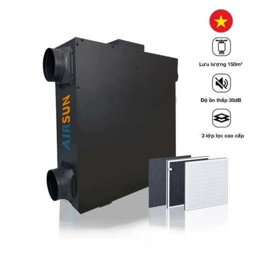 Hệ thống cấp khí tươi 3 lớp AIRSUN ERV 150 ESD