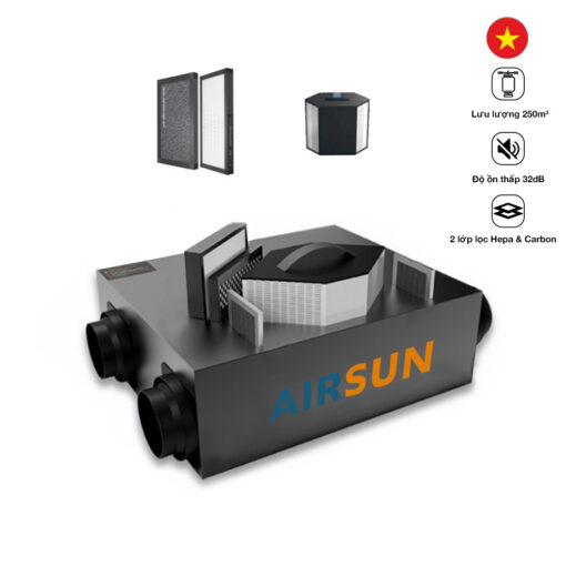 Hệ thống cấp khí tươi AIRSUN 2 lớp AS-ERV-250-GLB