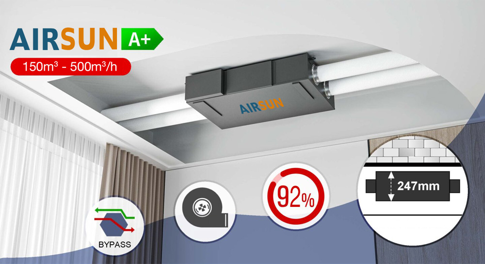 Máy cấp khí tươi tốt nhất thương hiệu AirSun AS-ERV-ESD-500 lắp đặt âm trần Máy cấp khí tươi tốt nhất thương hiệu AirSun AS-ERV-ESD-500 lắp đặt âm trần