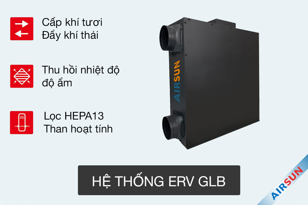 Hệ thống cấp khí tươi hồi nhiệt là gì? Cấu tạo và ưu nhược điểm từng loại cấp khí tươi 3 Hệ thống cấp khí tươi thu hồi nhiệt ERV GLB