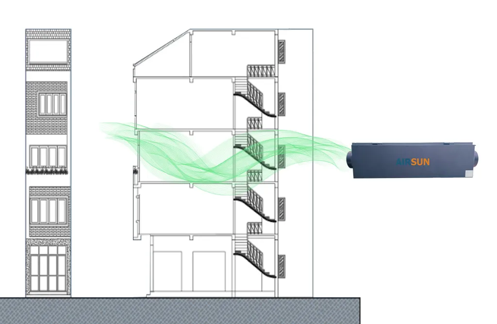 Cấp khí tươi nhà ống kín khí nhiều tầng