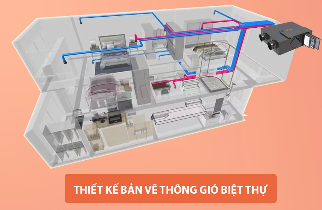 Bản vẽ thiết kế thông gió biệt thự