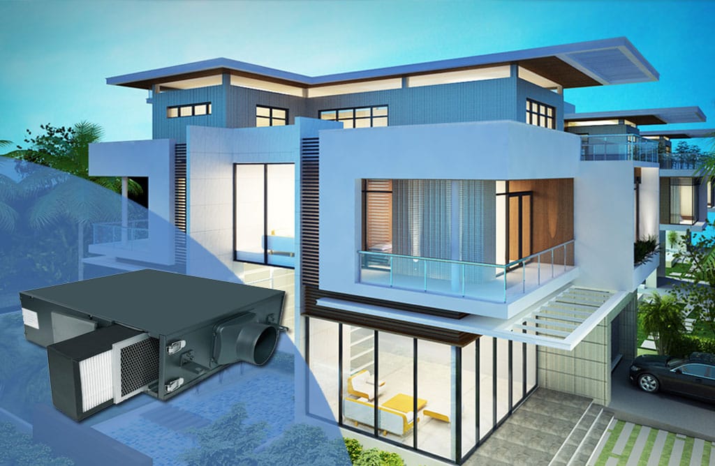 Máy cấp gió tươi 1 chiều lắp đặt cho biệt thự