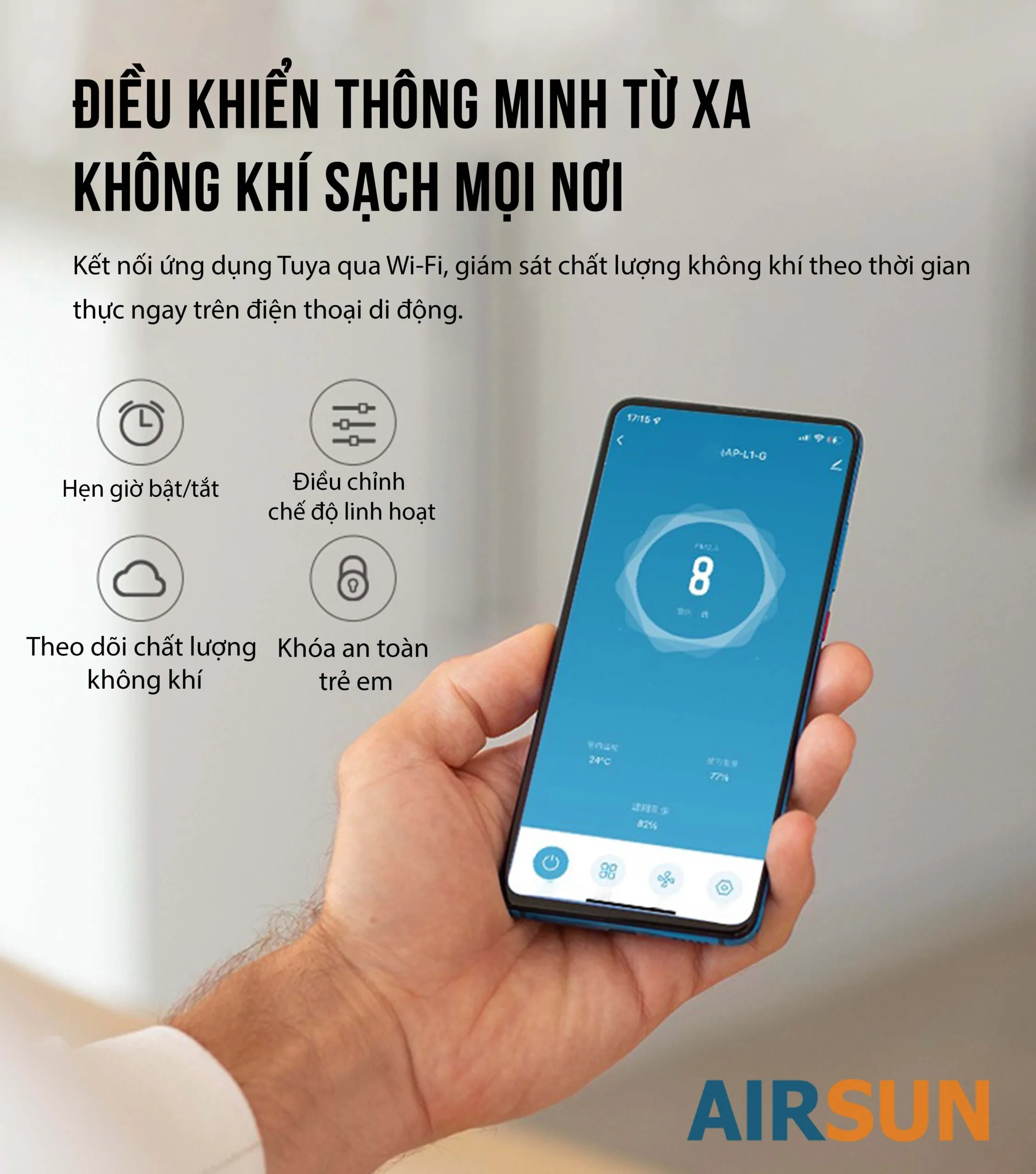 Máy Lọc Không Khí AS-L1-G201 AIRSUN Thông Minh Lọc 3 Trong 1 - Ảnh 8