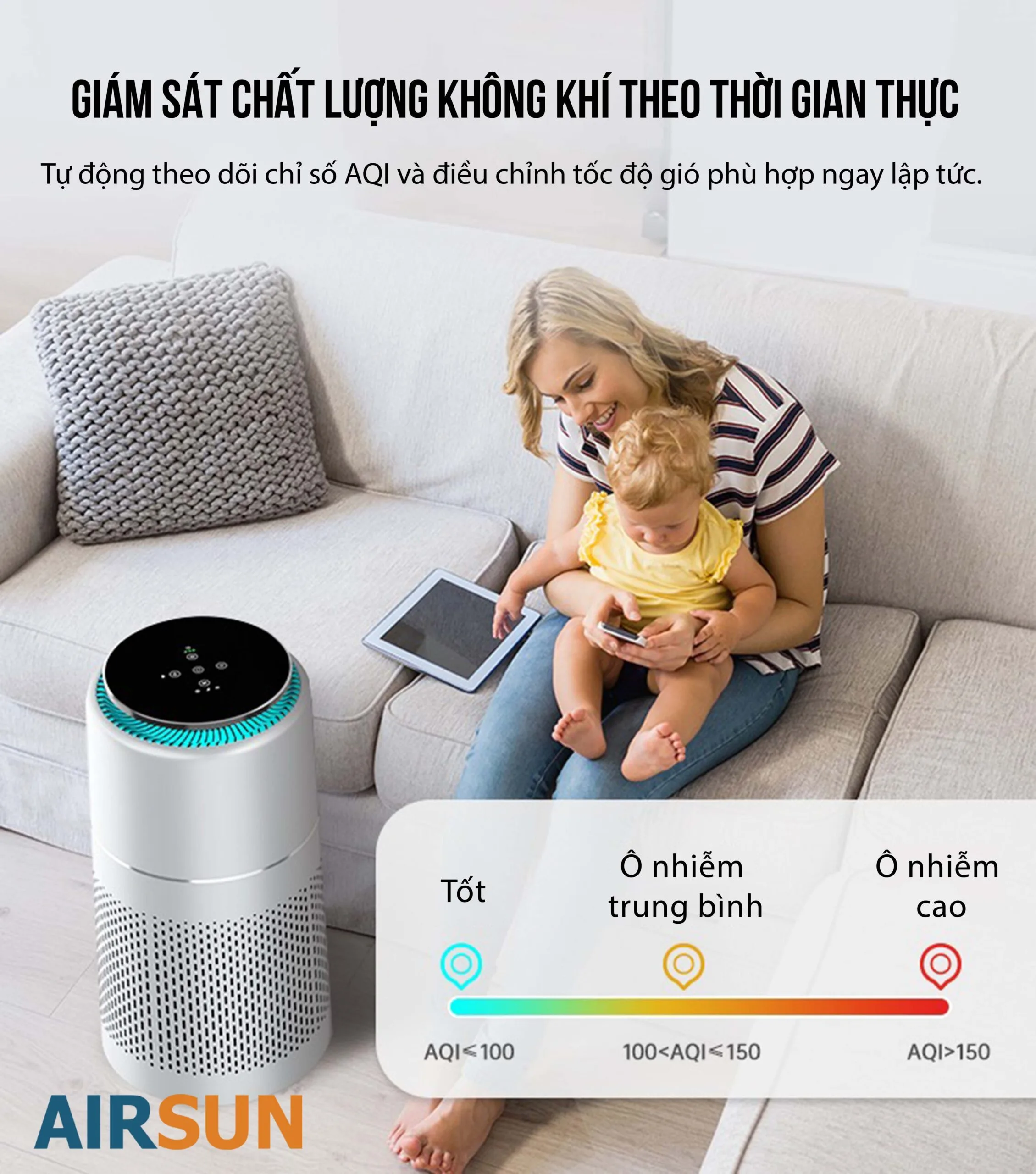 Máy Lọc Không Khí Airsun AS-L2-G201 Công Nghệ Photocatalyst Cotton - Ảnh 5