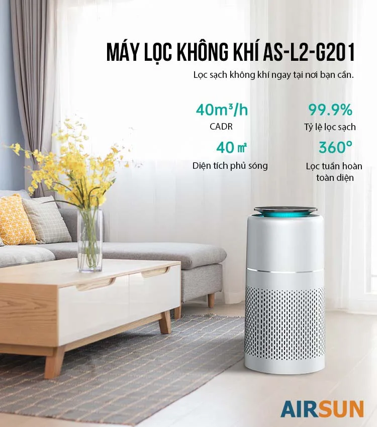 Máy Lọc Không Khí Airsun AS-L2-G201 Công Nghệ Photocatalyst Cotton - Ảnh 6