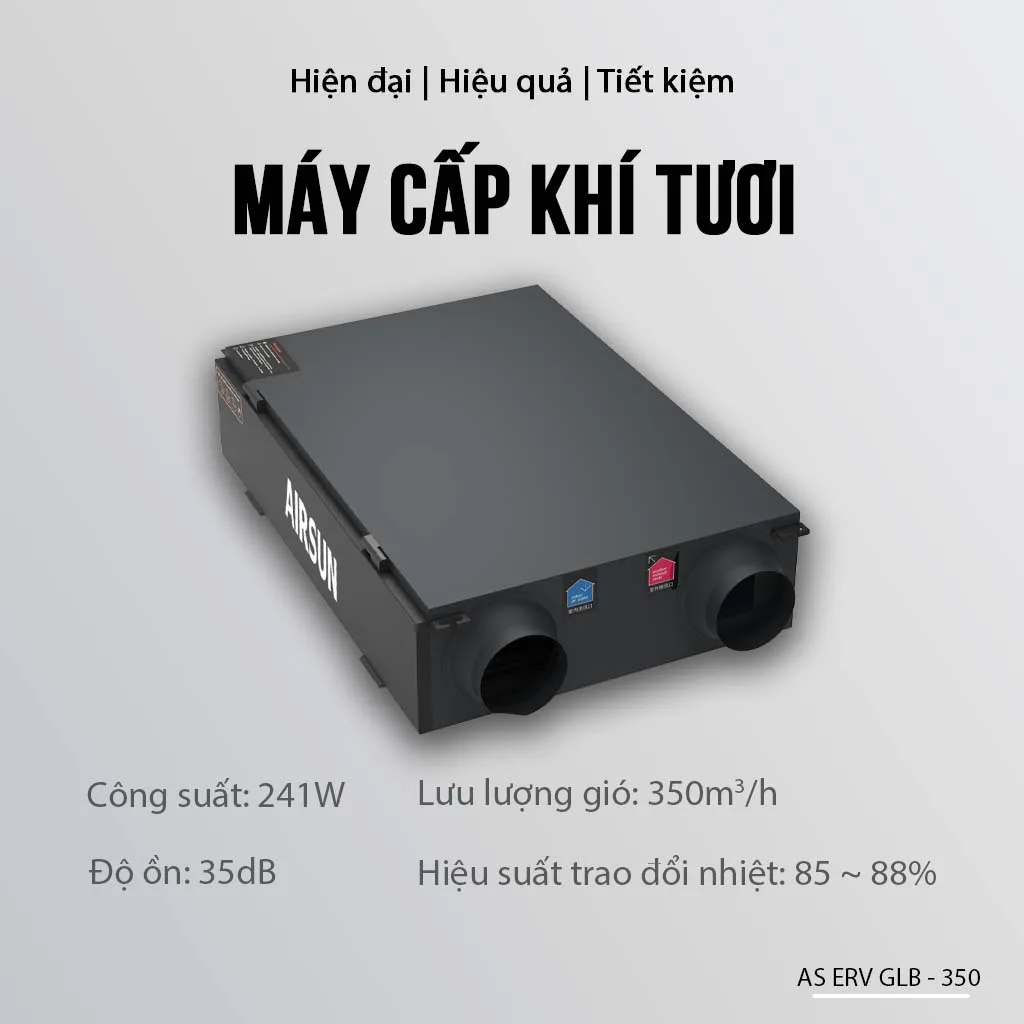 Máy cấp khí tươi Airsun AS-ERV-GLB-350 cho không gian 65m² - Ảnh 9