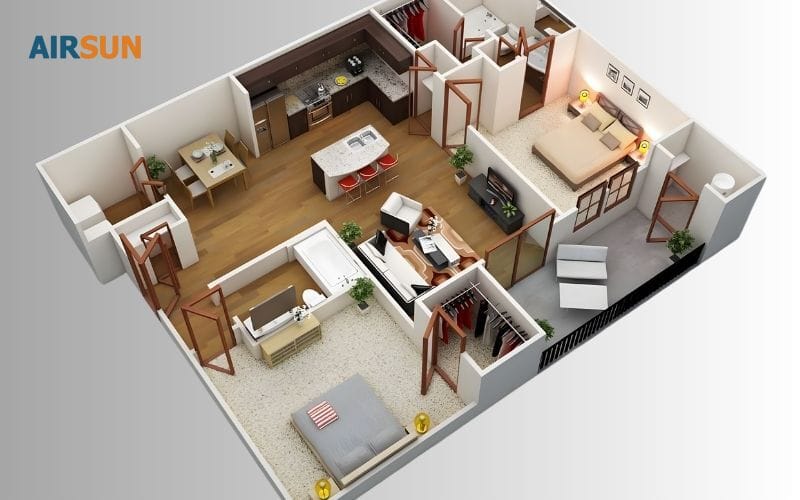 Không gian các căn hộ thường không lớn, chia nhiều vách ngăn