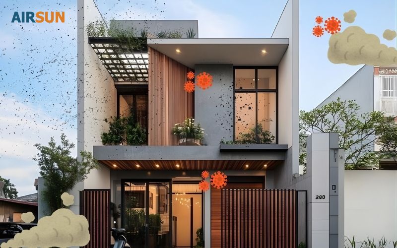 Nhà phố kín tiếp xúc nhiều bụi bẩn