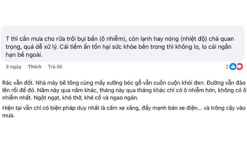 Nhiều người mong mưa xoá bụi