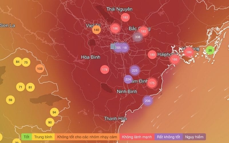 Toàn miền Bắc biến thành màu đỏ tím