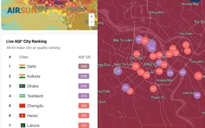 Mức độ ô nhiễm đo mới nhất