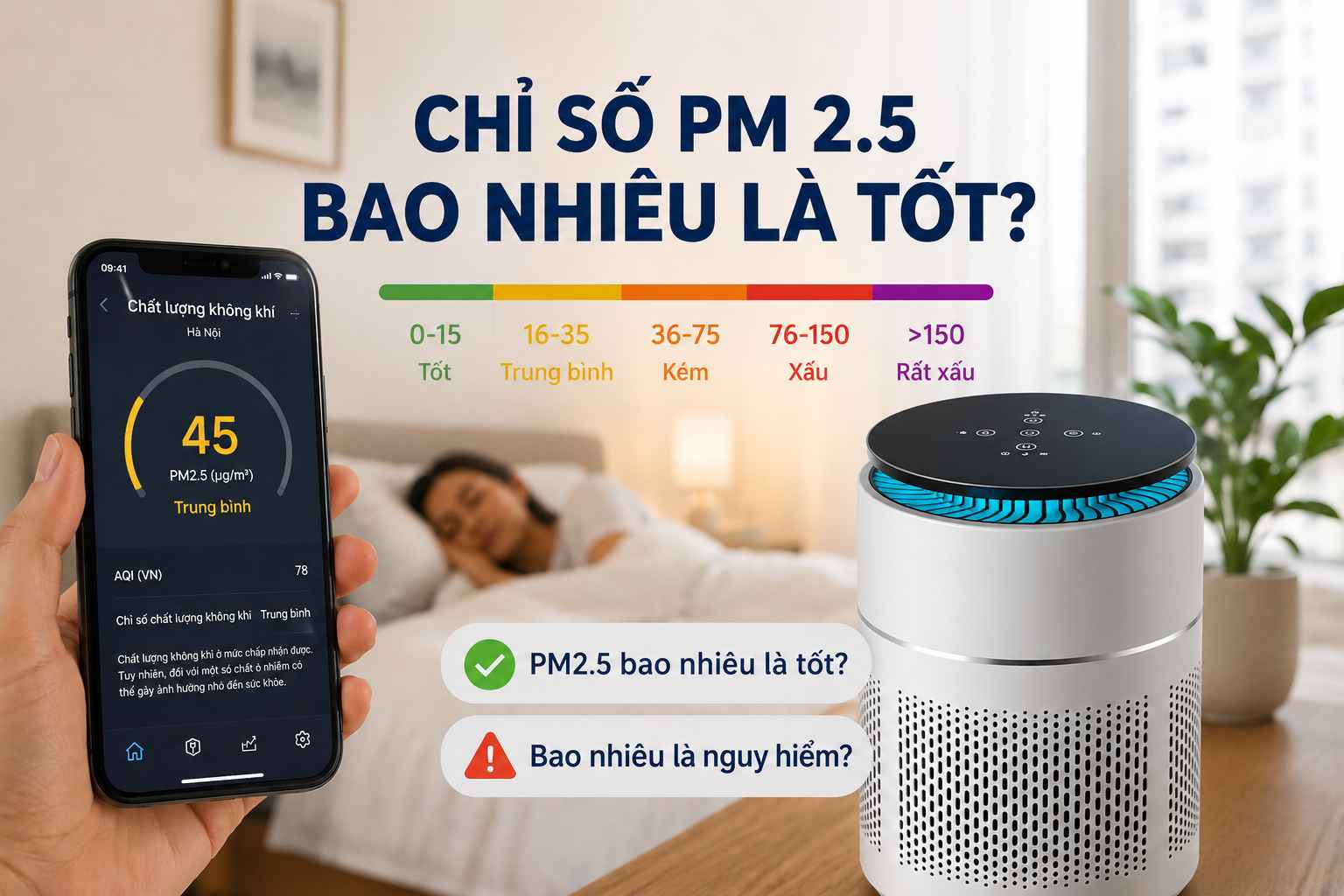 Chỉ số PM2.5 bao nhiêu là tốt